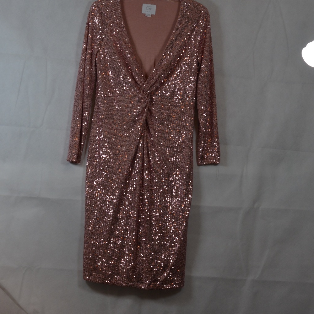 LUXE Sequined Pink Dress SZ M